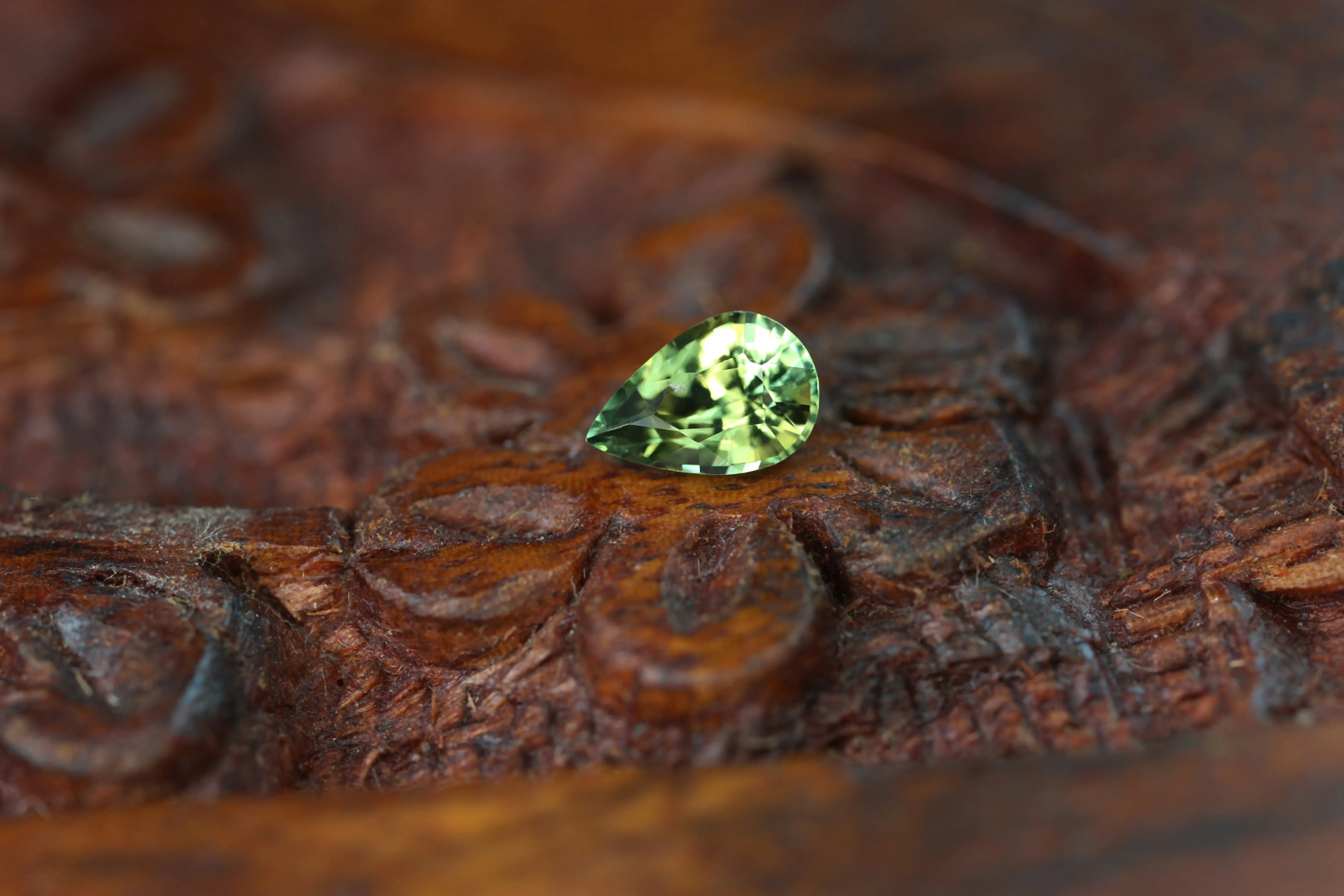 0.58ct Certified Natural Green Sapphire