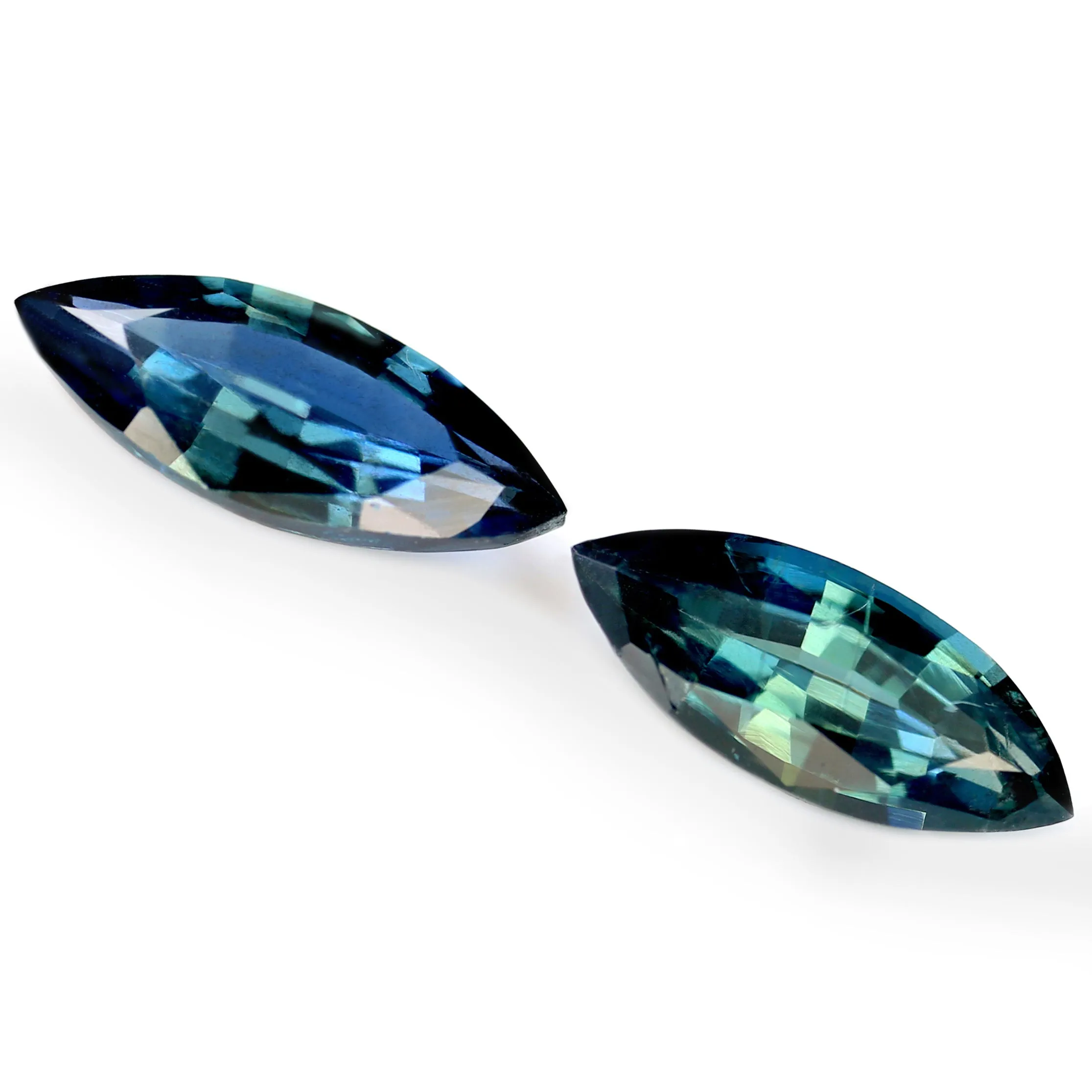 0.71ct Certified Natural Teal Sapphire Matching Pair