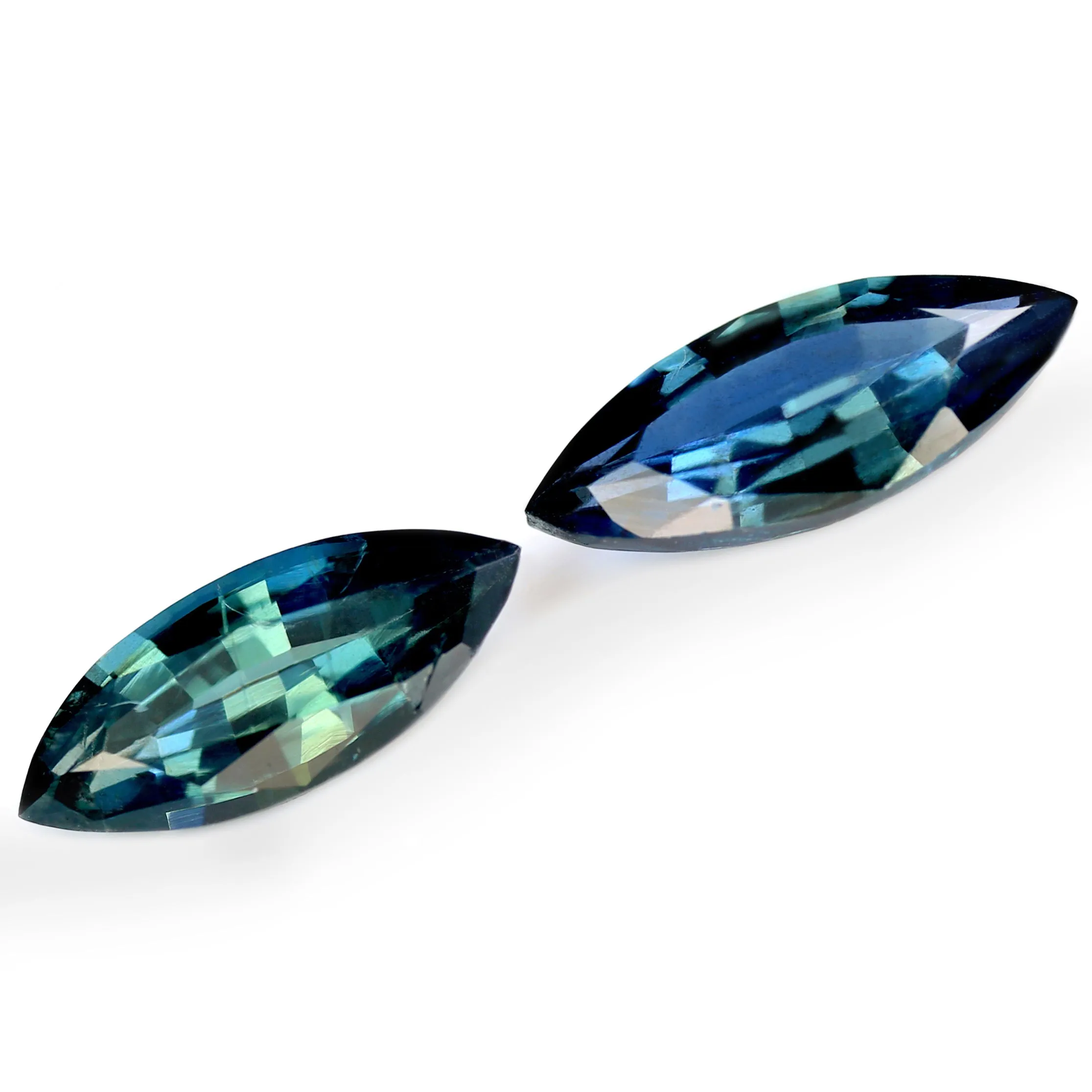 0.71ct Certified Natural Teal Sapphire Matching Pair