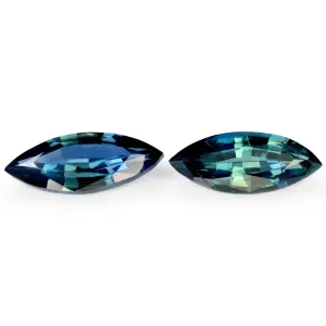 0.71ct Certified Natural Teal Sapphire Matching Pair