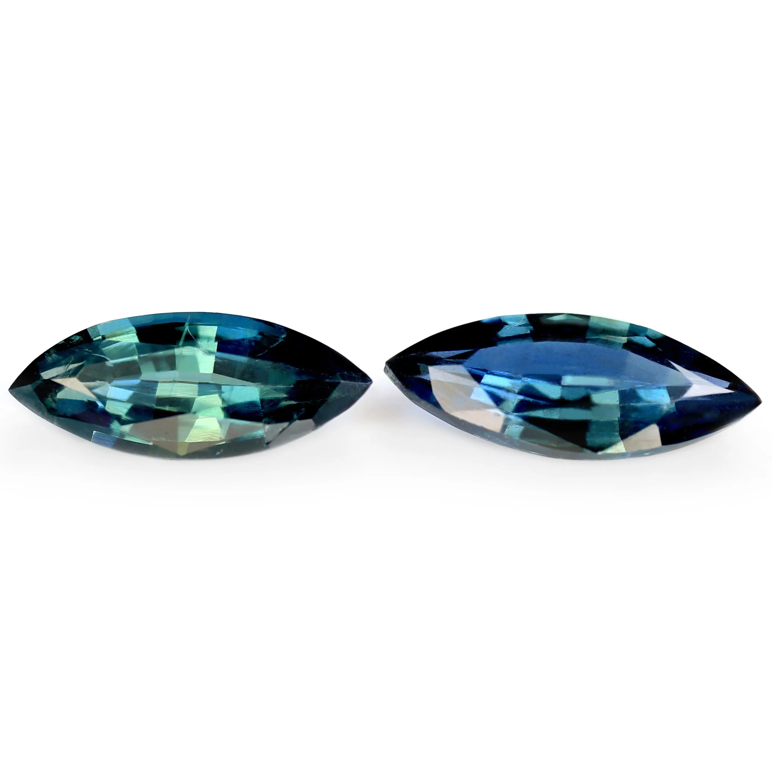 0.71ct Certified Natural Teal Sapphire Matching Pair