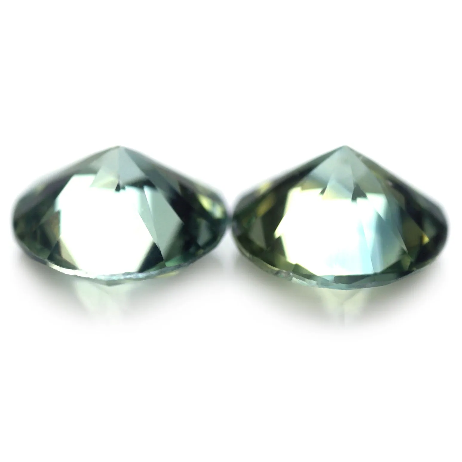 0.80ct Certified Natural Green Sapphire Matching Pair