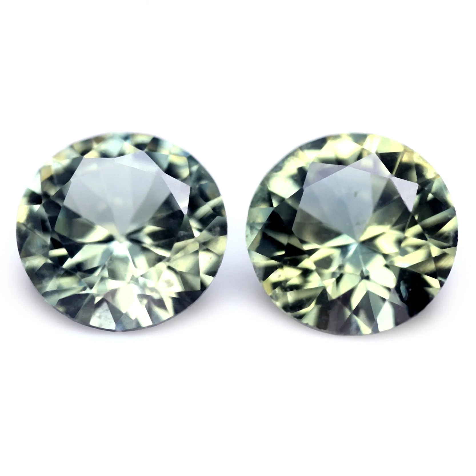 0.80ct Certified Natural Green Sapphire Matching Pair