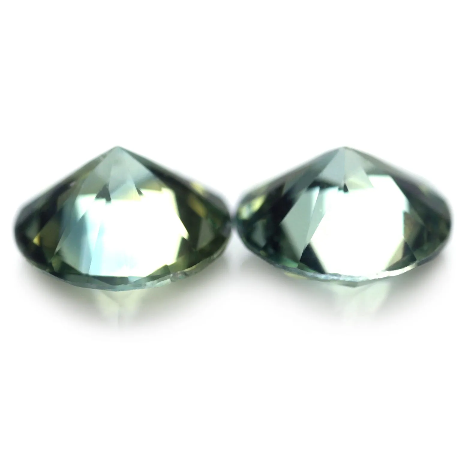 0.80ct Certified Natural Green Sapphire Matching Pair