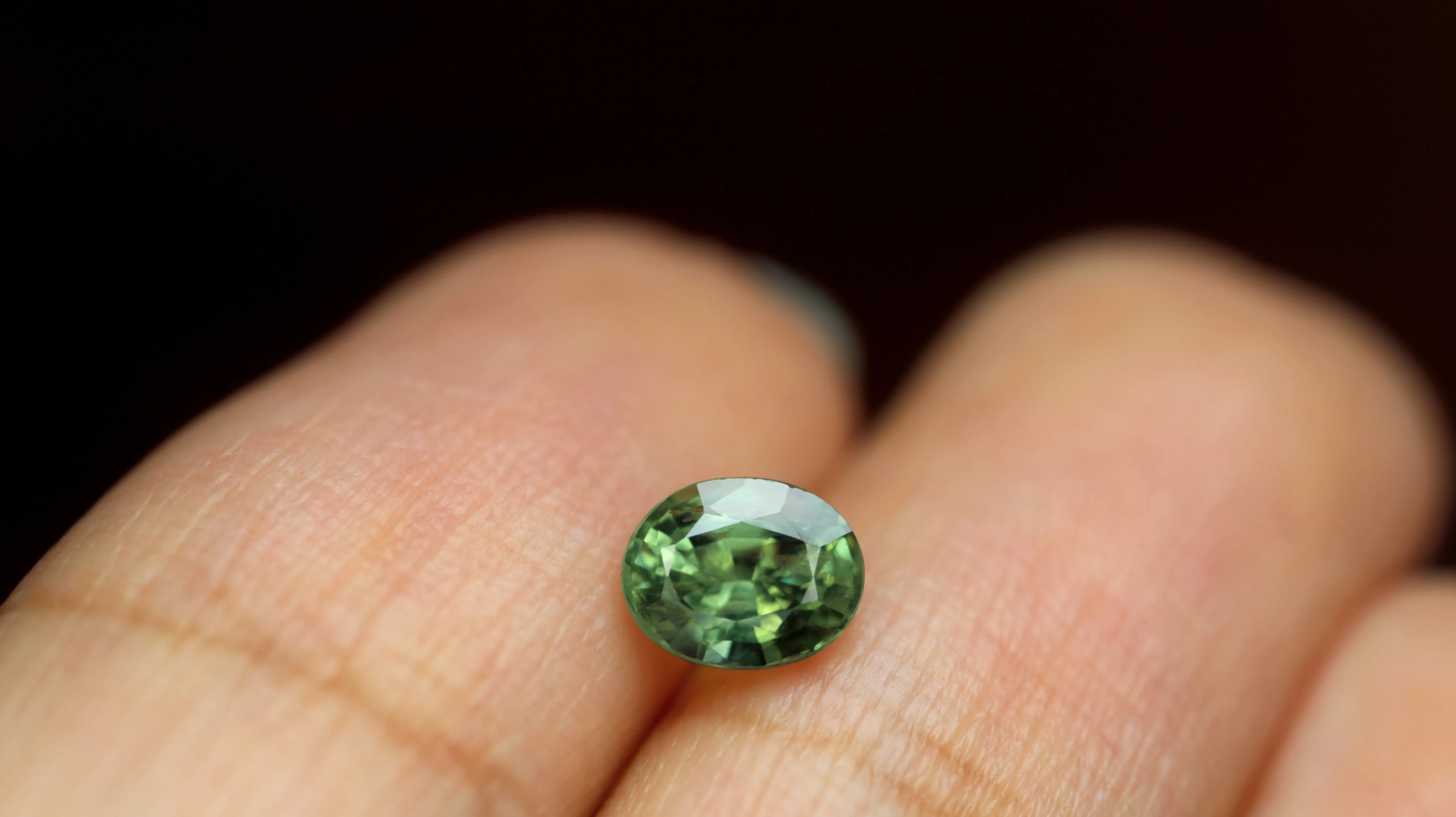 0.82ct Certified Natural Green Sapphire