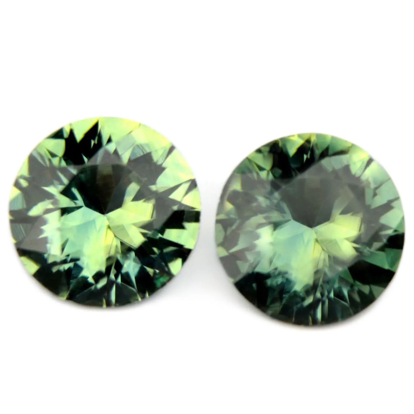 0.83ct Certified Natural Green Sapphire Matching Pair