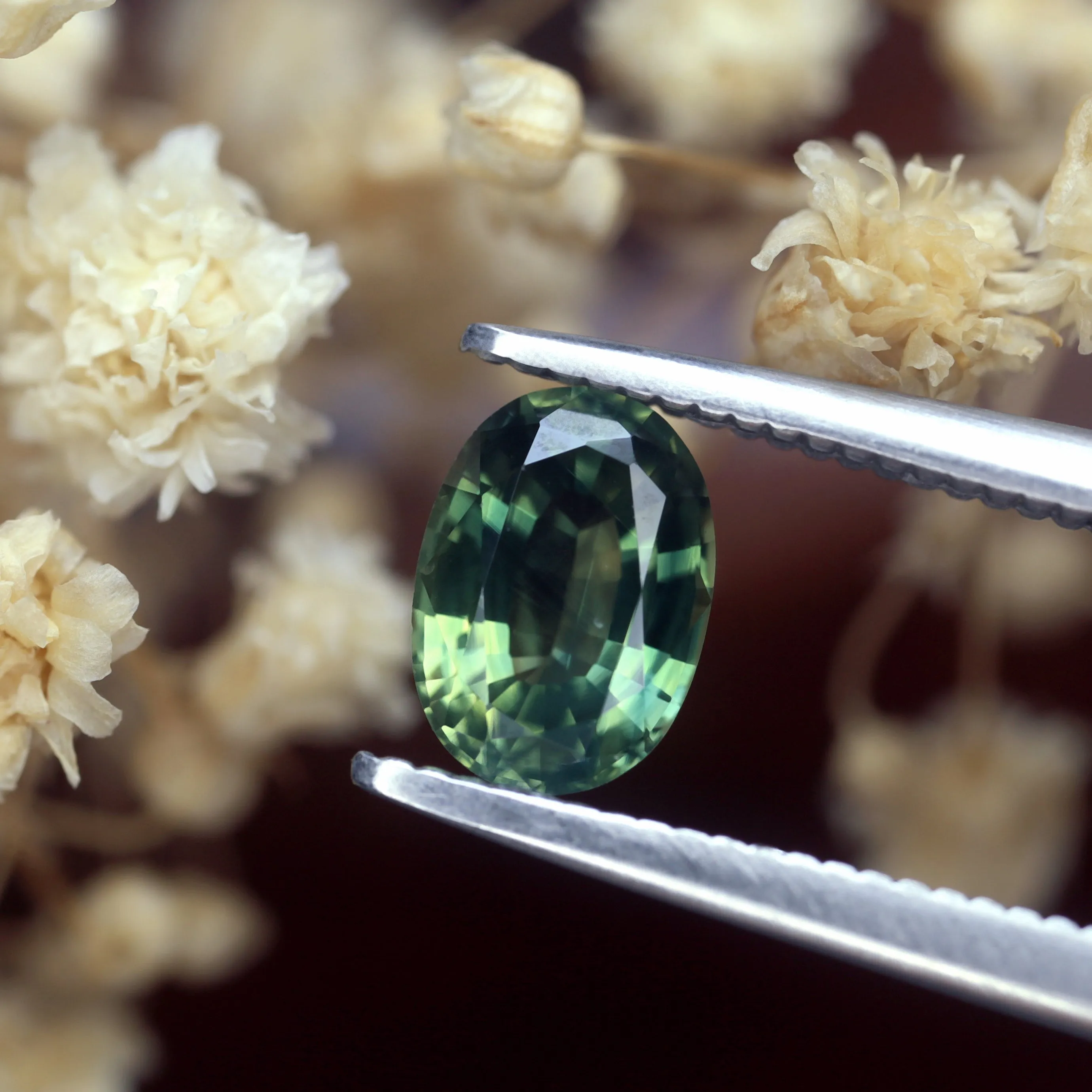 0.88ct Certified Natural Green Sapphire