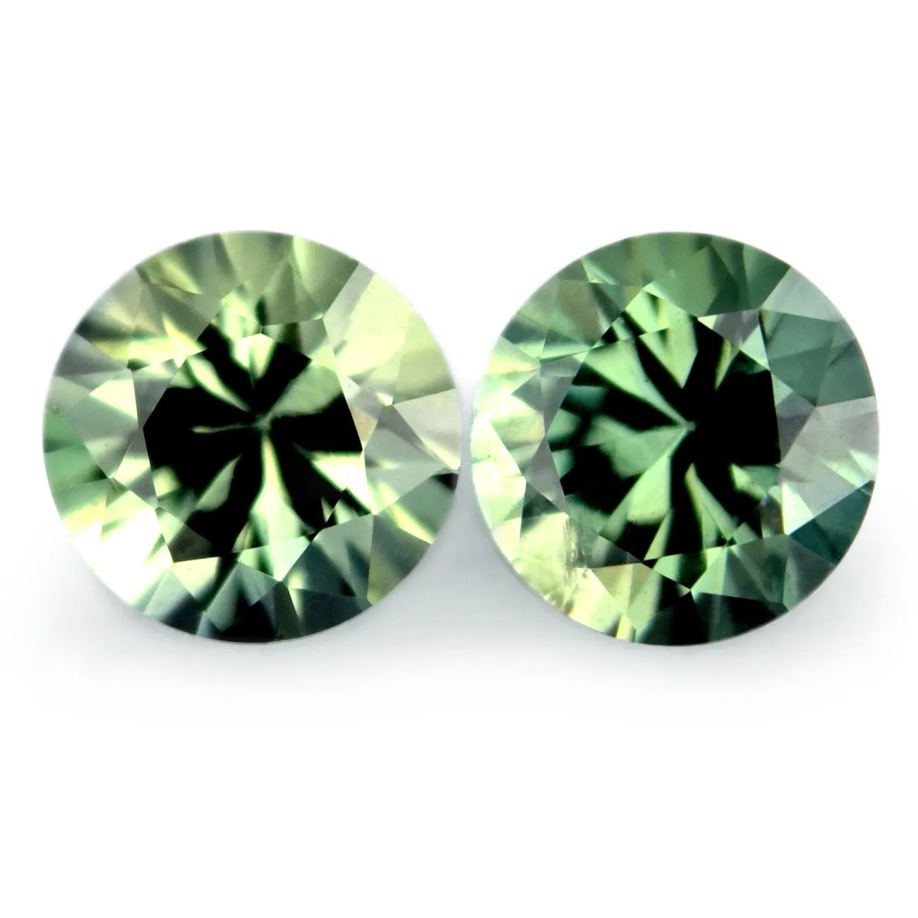0.90ct Certified Natural Green Sapphire Matching Pair