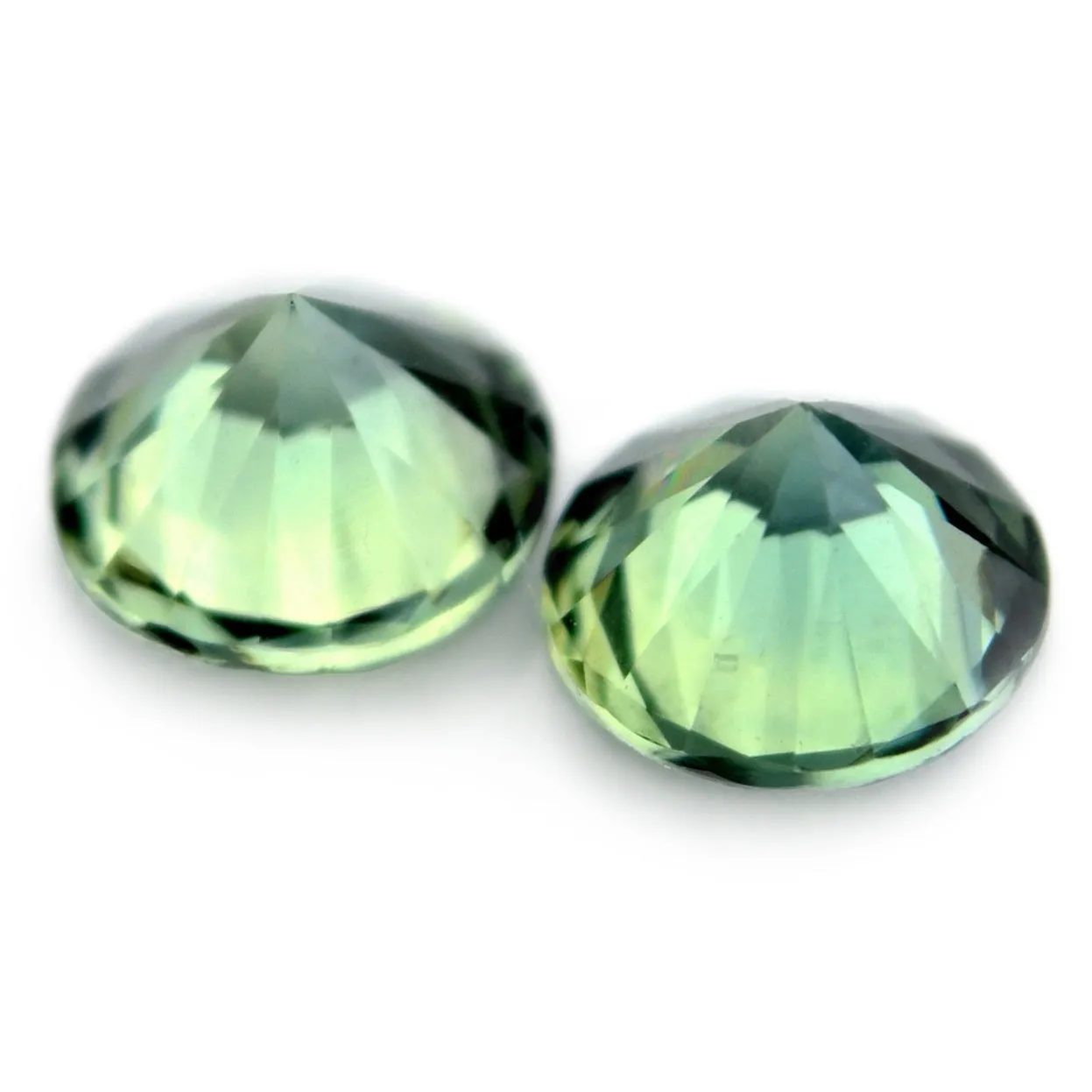 0.90ct Certified Natural Green Sapphire Matching Pair
