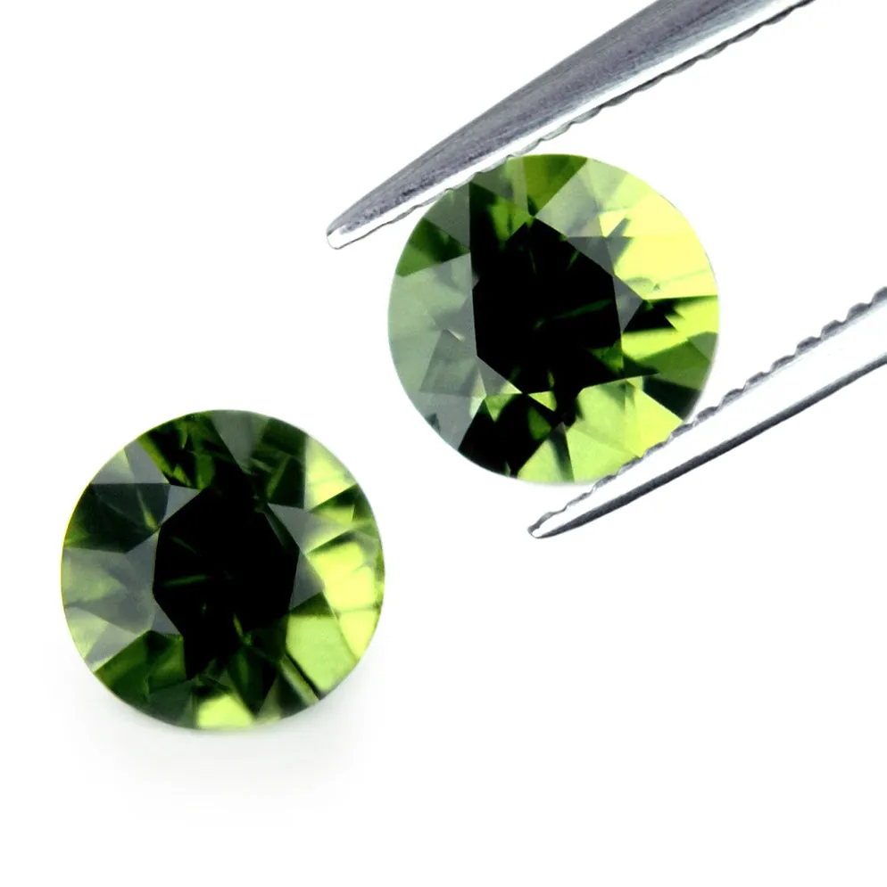 0.90ct Certified Natural Green Sapphire Matching Pair