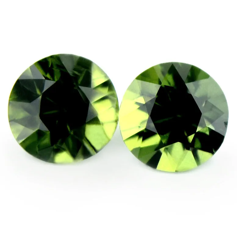 0.90ct Certified Natural Green Sapphire Matching Pair