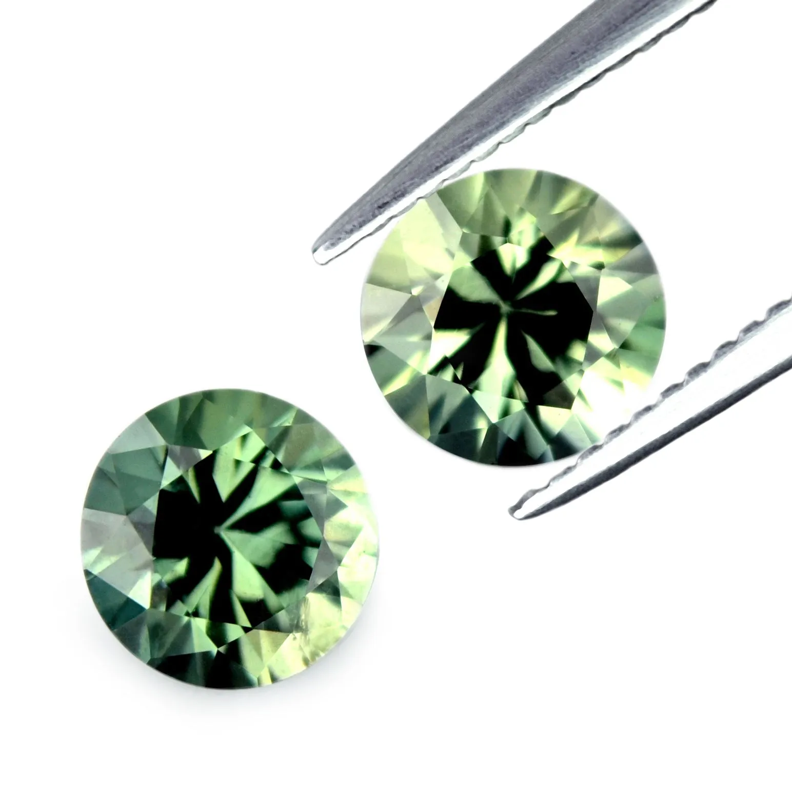 0.90ct Certified Natural Green Sapphire Matching Pair