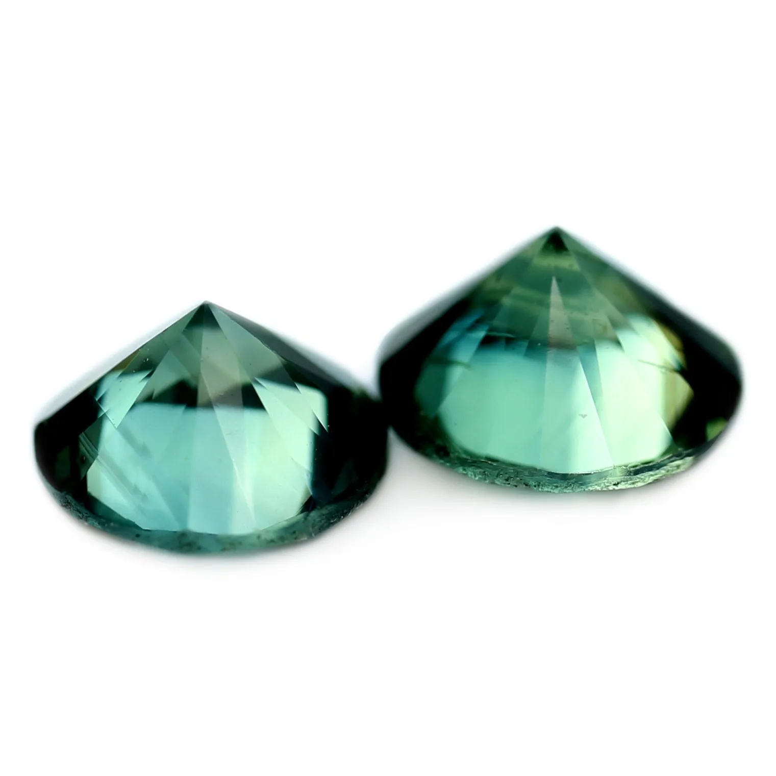0.94ct Certified Natural Green Sapphire Matching Pair