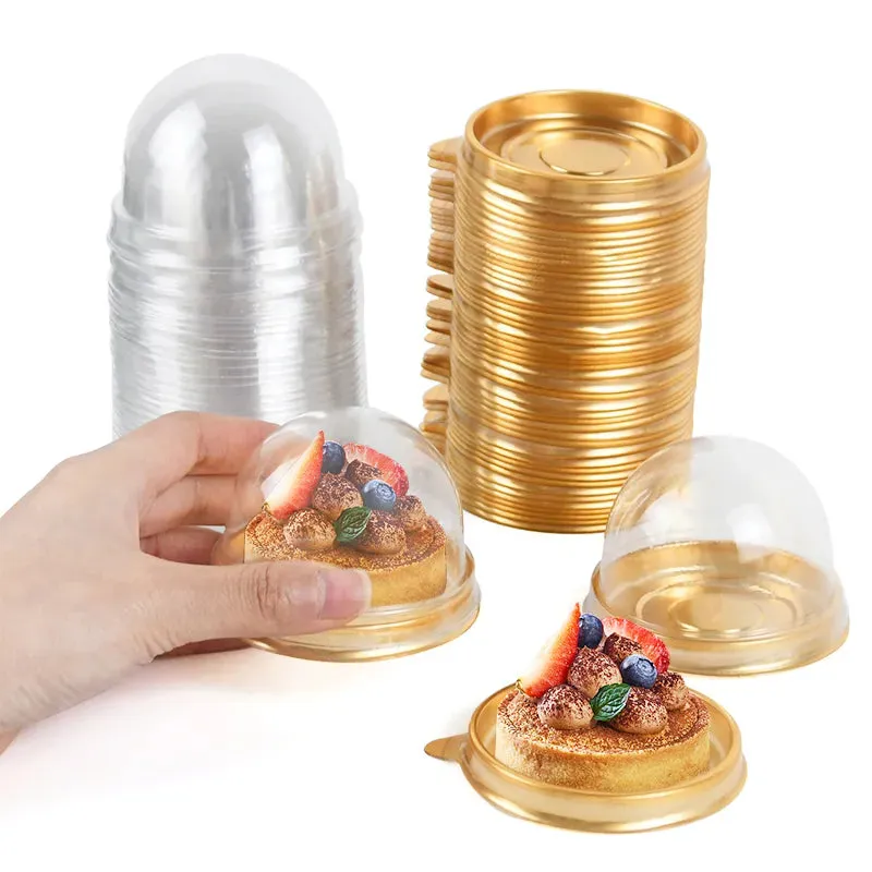 10/20 Piece Lot Mini Dessert Cake Container Round & Square Cup Cake Container Box Transparent Cupcake Pastry Baking Packaging Boxes Wedding Party Supplies Christmas Gift Birthdays