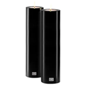 115306 - Artificial Candle ø 12 x H. 45 cm black set of 2