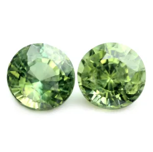1.17ct Certified Natural Green Sapphire Matching Pair