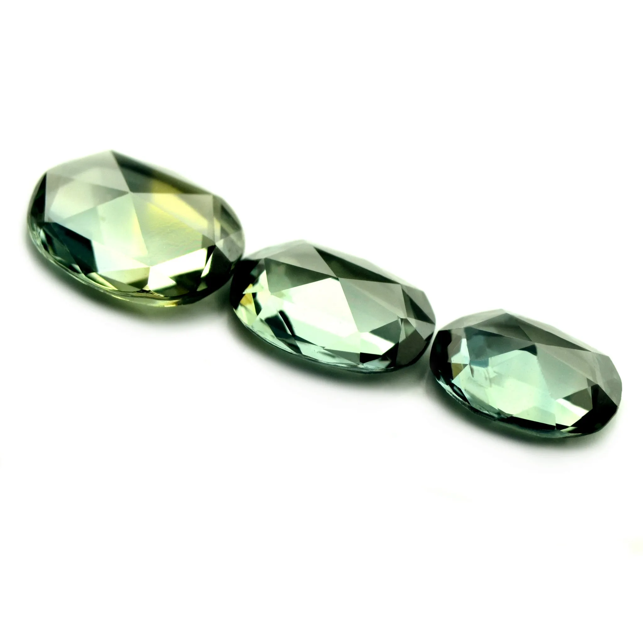 1.63ct Certified Natural Green Sapphire Set