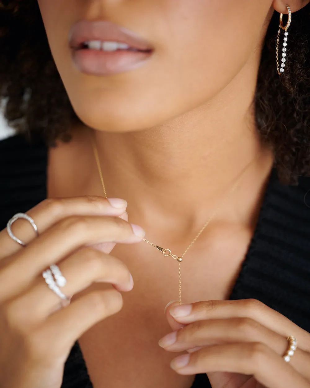 18K Adjustable Drop Station Necklace