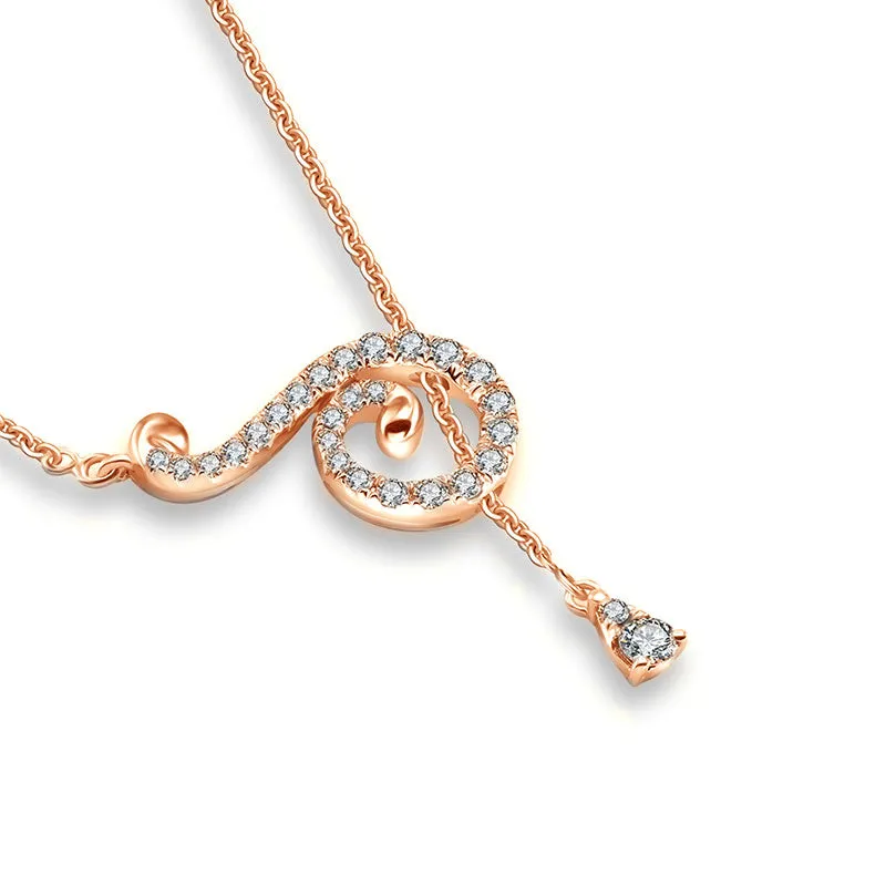 18k Gold Curve Shape Adjustable Diamond Necklace
