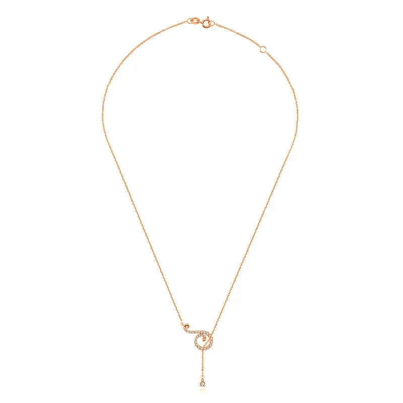 18k Gold Curve Shape Adjustable Diamond Necklace