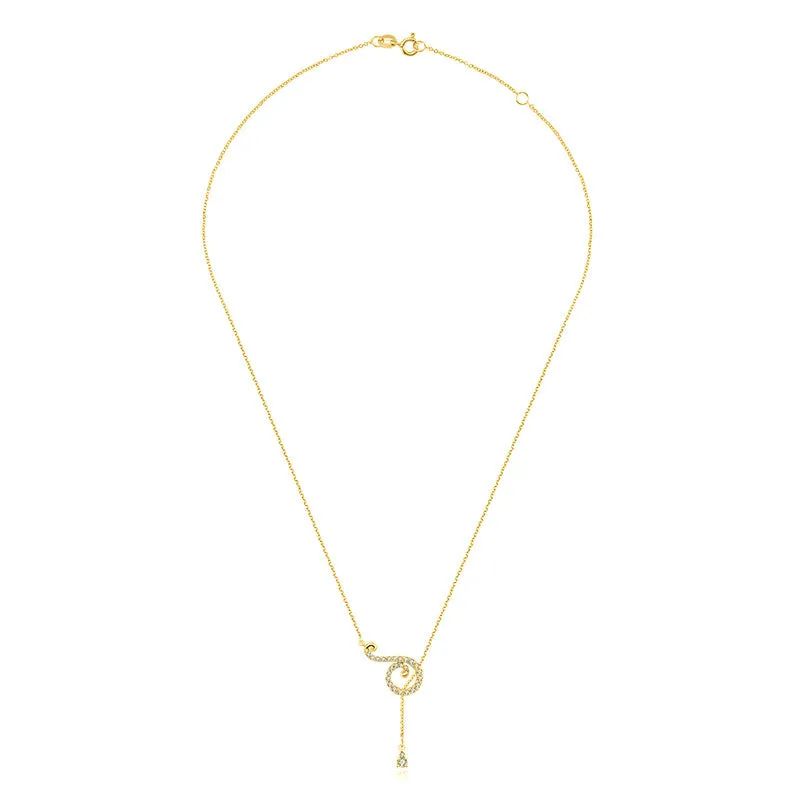 18k Gold Curve Shape Adjustable Diamond Necklace