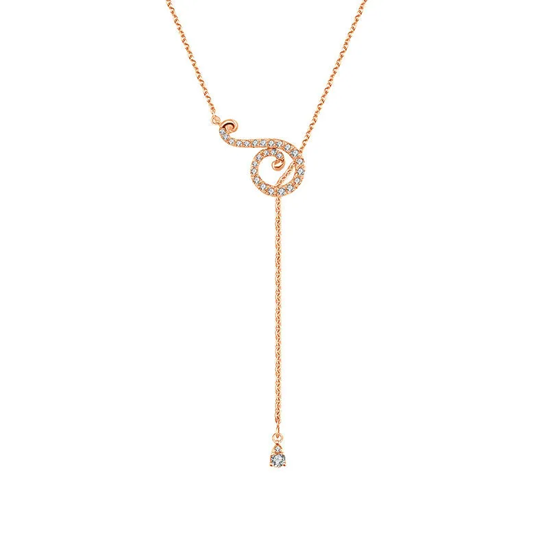 18k Gold Curve Shape Adjustable Diamond Necklace