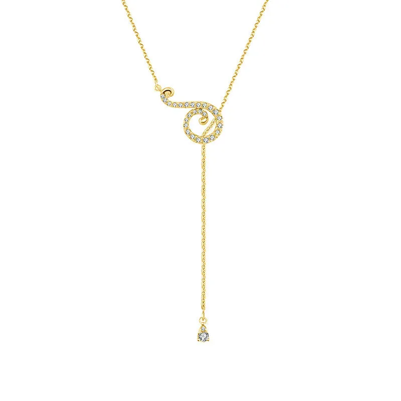 18k Gold Curve Shape Adjustable Diamond Necklace