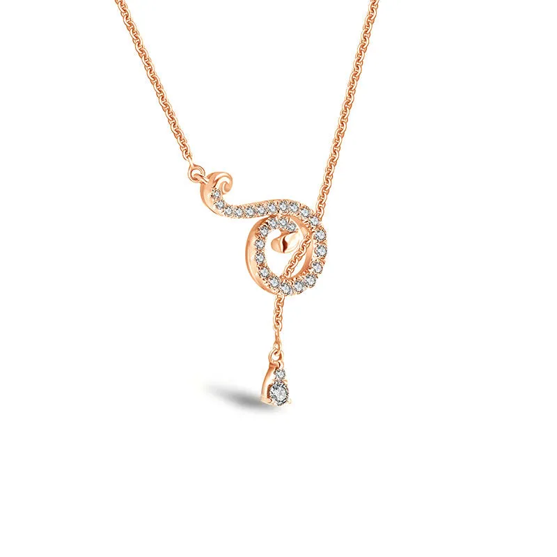 18k Gold Curve Shape Adjustable Diamond Necklace