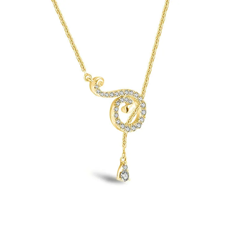 18k Gold Curve Shape Adjustable Diamond Necklace