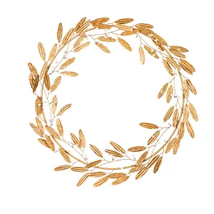 18" Gold Metal and Bead Mistletoe Wreath,8wr346