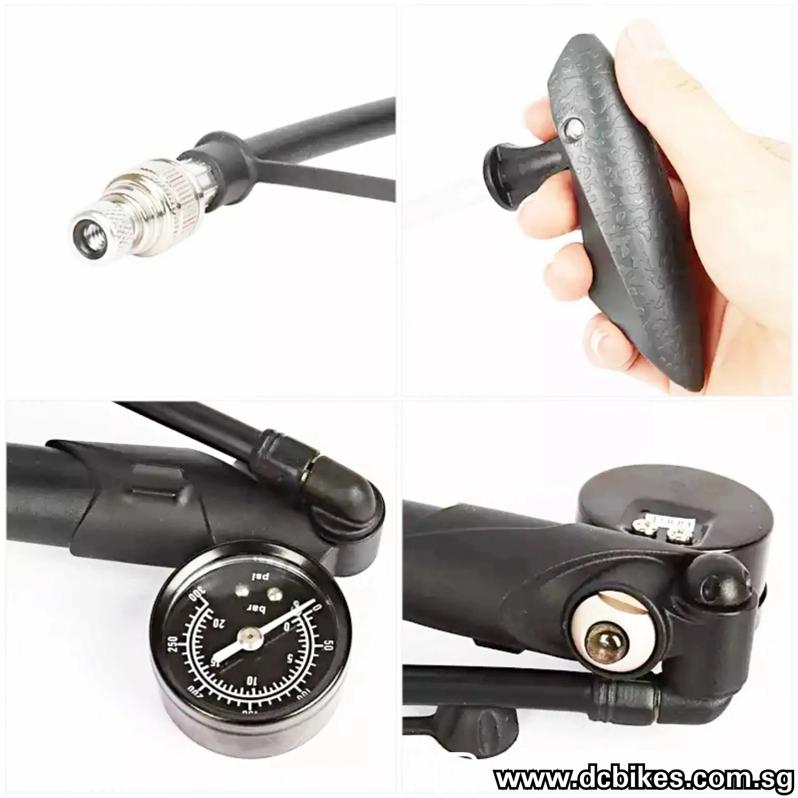2 in 1 Giyo Black/Titanium GS-41 High Pressure Air Fork Shock & Tyres Mini Pump 300 Psi 