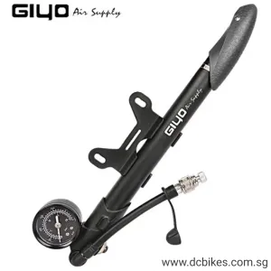 2 in 1 Giyo Black/Titanium GS-41 High Pressure Air Fork Shock & Tyres Mini Pump 300 Psi 