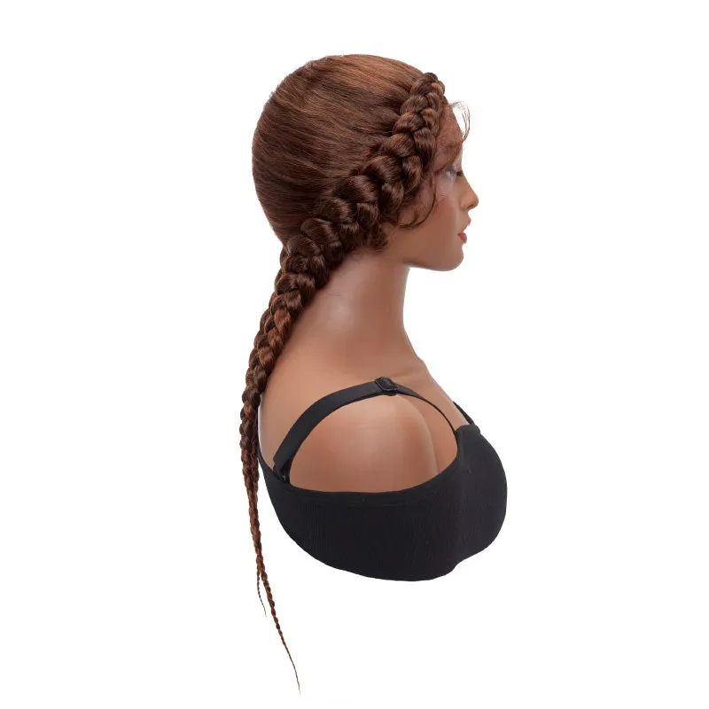 24 Inches Braids Black Lace Front Wig Synthetic Long Braided Wig with Baby Hair