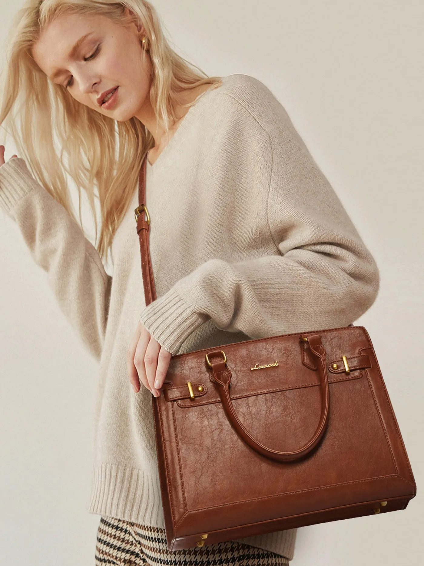 2Pcs Leather Handbag and Purse