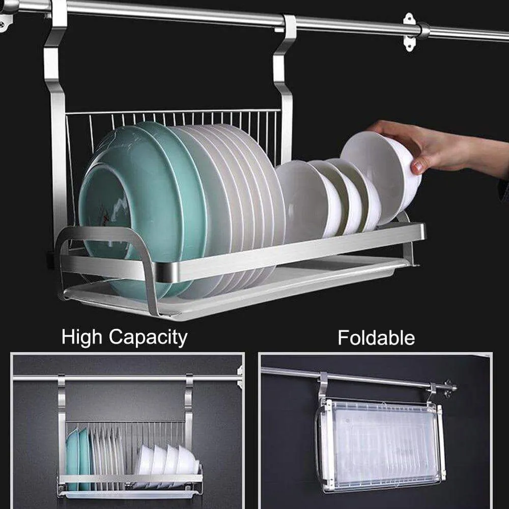 304 Stainless Steel Kitchen Shelves Wall Hanging Turret 3 Layer Spice Jars Organizer Foldable Dish Drying Rack Kitchen Utensils Holder