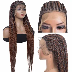 38" Fully Hand Braided Wigs Synthetic Cornrow Twist Braids Wigs with Baby Hair