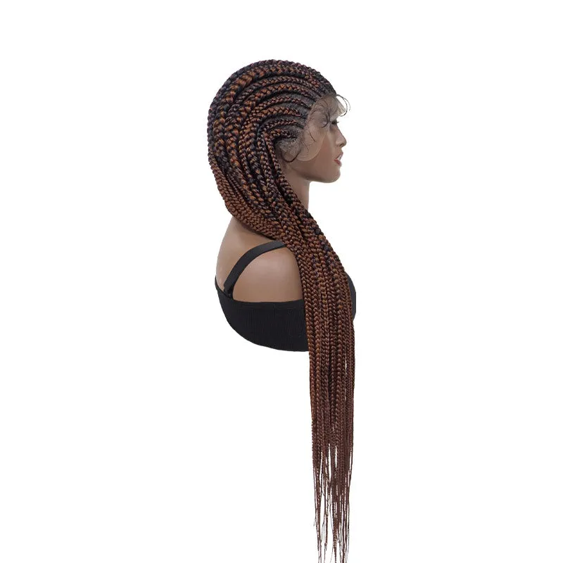 38" Fully Hand Braided Wigs Synthetic Cornrow Twist Braids Wigs with Baby Hair