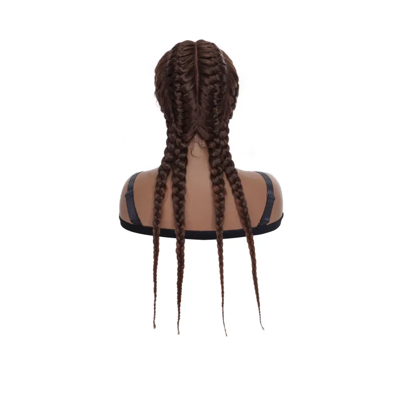 4 Dutch Braided Wigs Lace Front Synthetic Hair Box Braiding Wig with Baby Hair