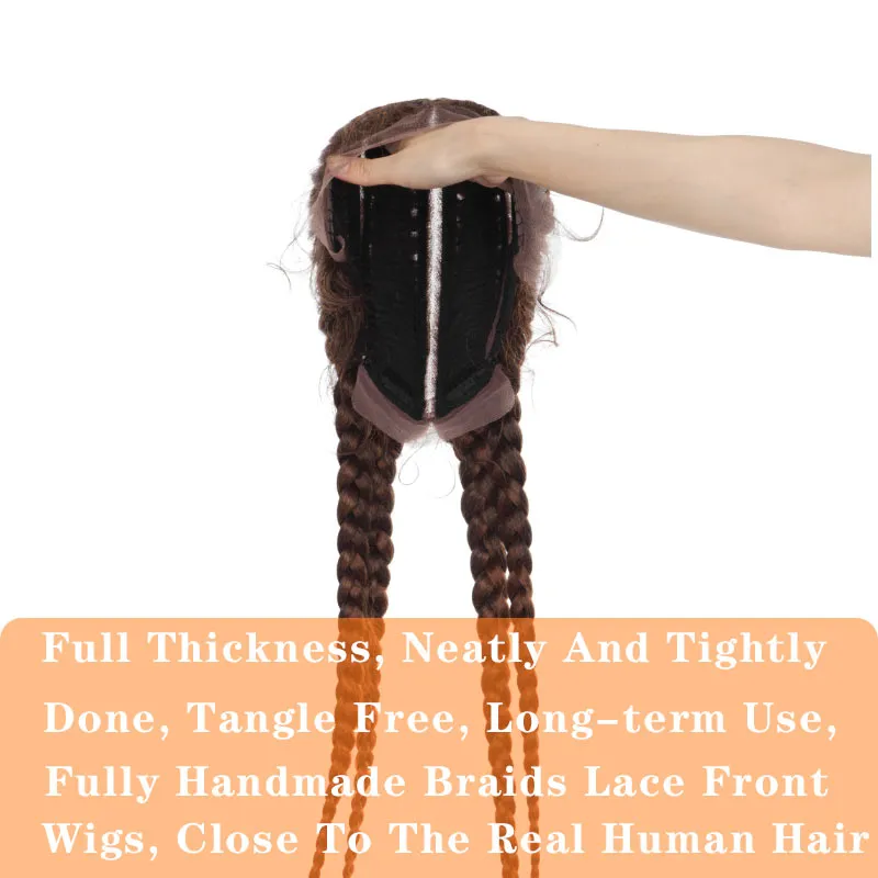 4 Dutch Braided Wigs Lace Front Synthetic Hair Box Braiding Wig with Baby Hair