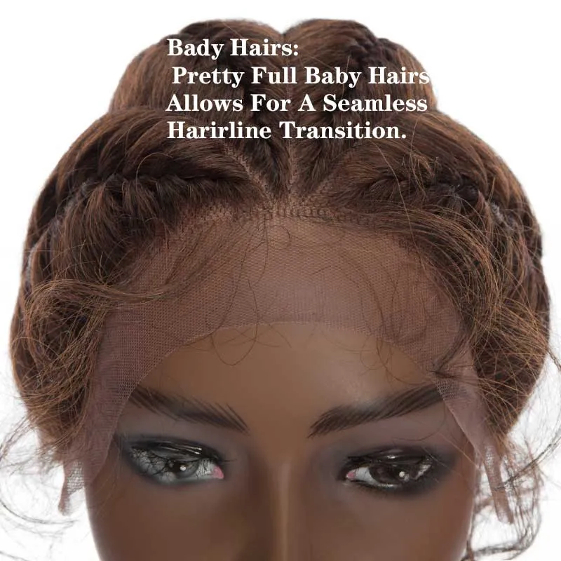 4 Dutch Braided Wigs Lace Front Synthetic Hair Box Braiding Wig with Baby Hair
