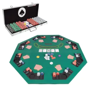 48-inch Poker Table Top and Chips Set Foldable Topper Multi Color
