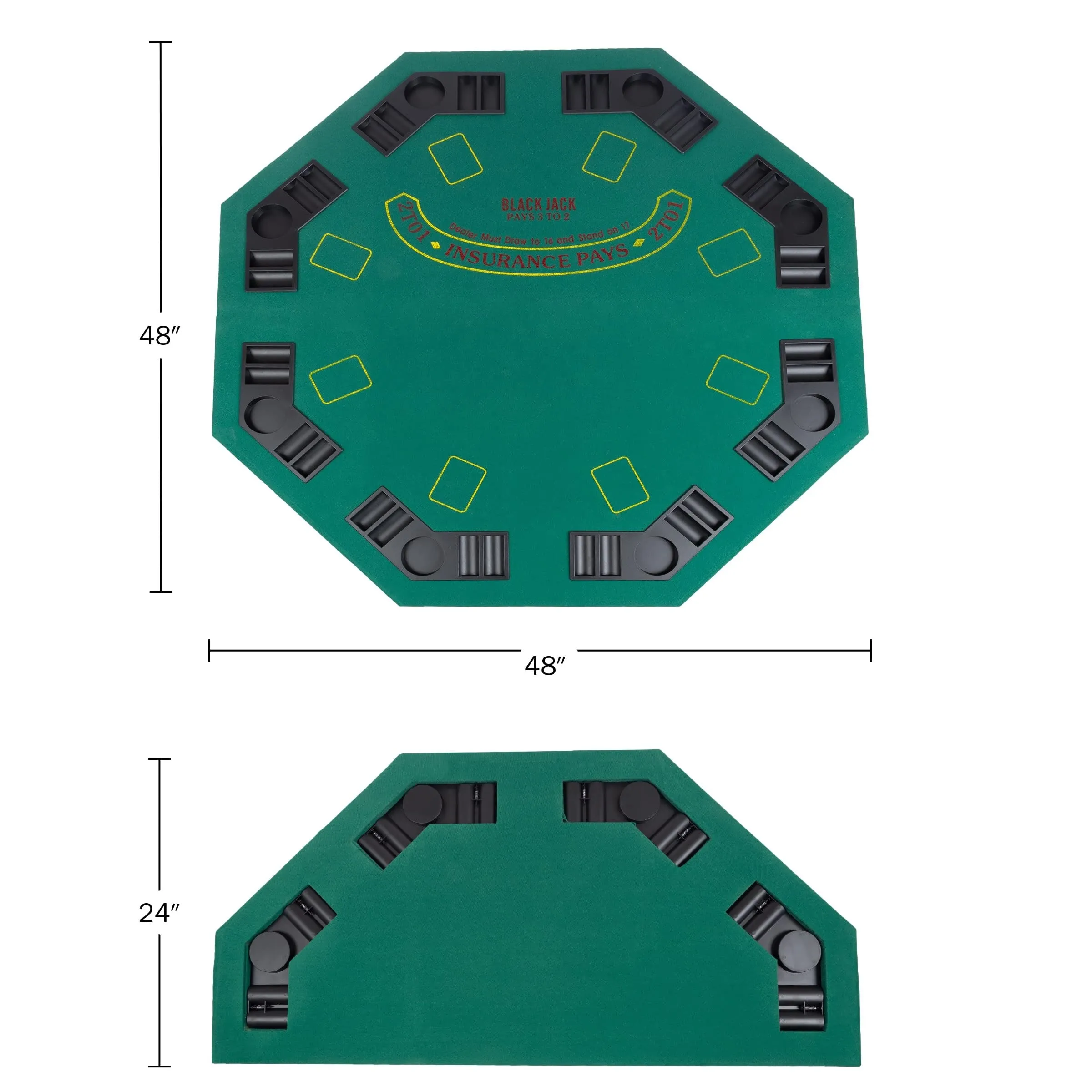 48-inch Poker Table Top and Chips Set Foldable Topper Multi Color
