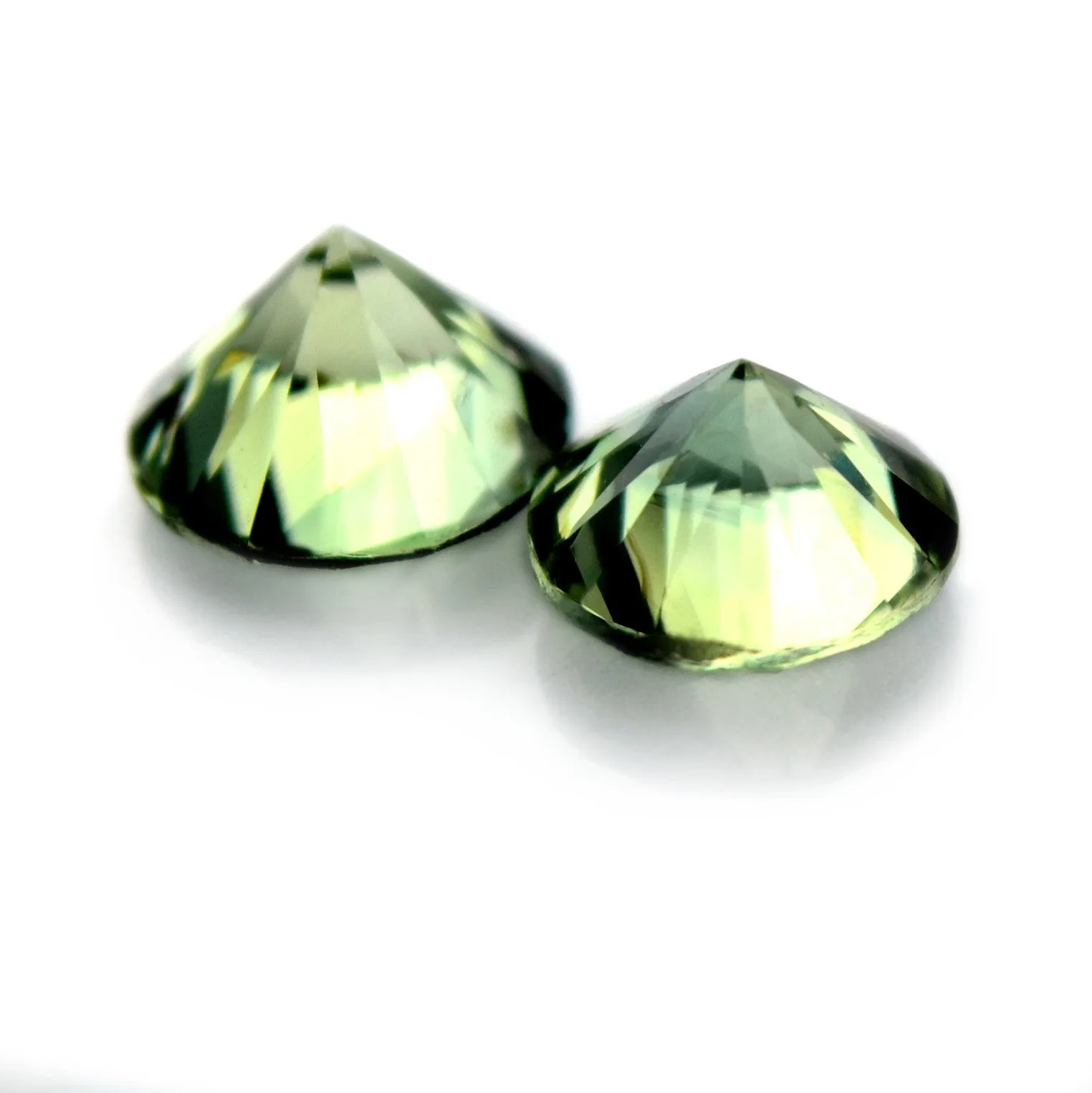 4.85 mm Certified Natural Green Sapphire Pair