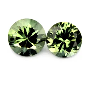 4.85 mm Certified Natural Green Sapphire Pair