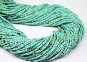 5 Strands Synthetic Turquoise Smooth Loose Tiny Tube Seed Bead Strand 13" 2mm