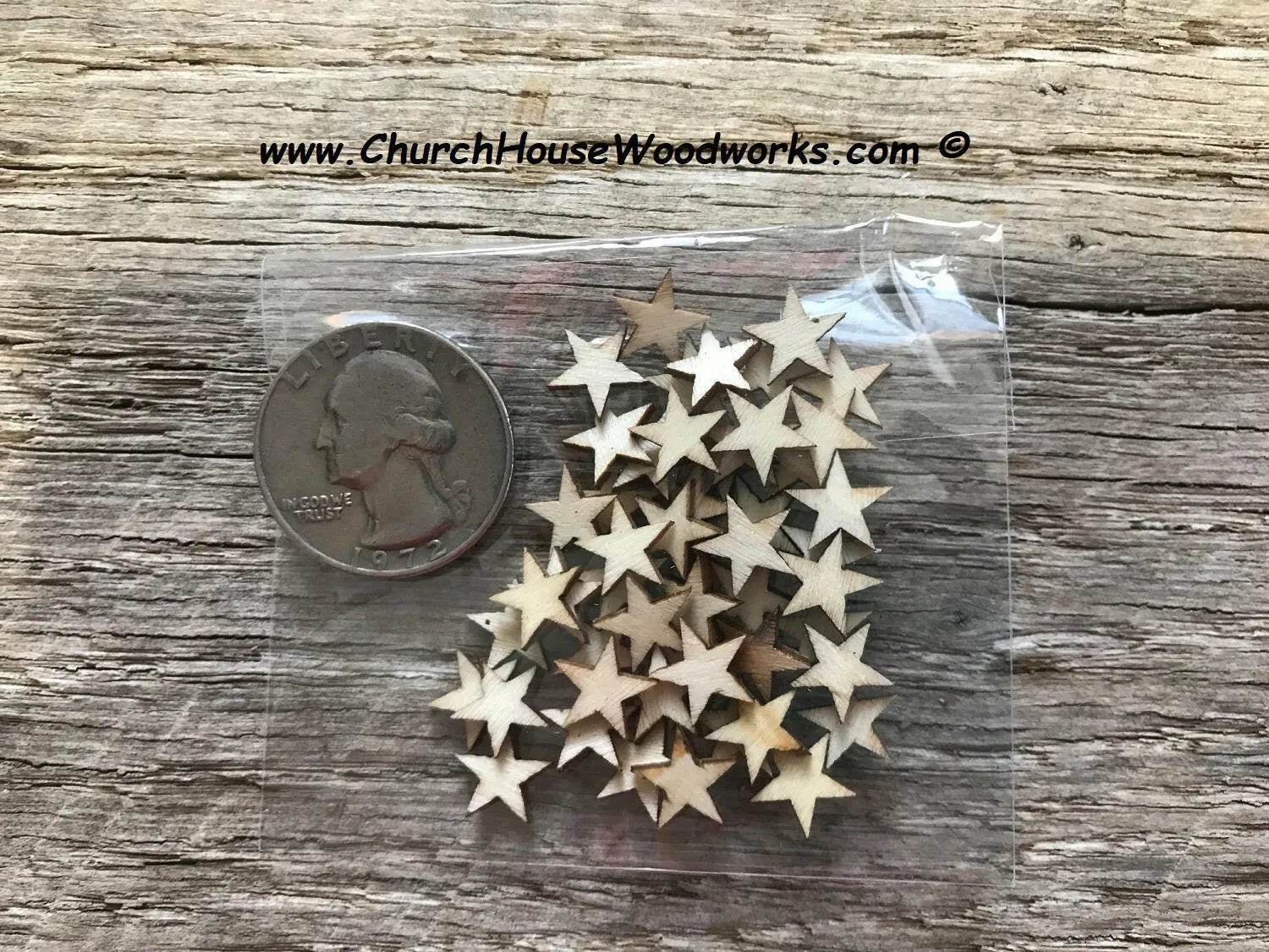 50 Mini Wood Stars 3/8 inch