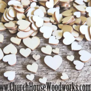 50 Tiny Mini Wood Hearts