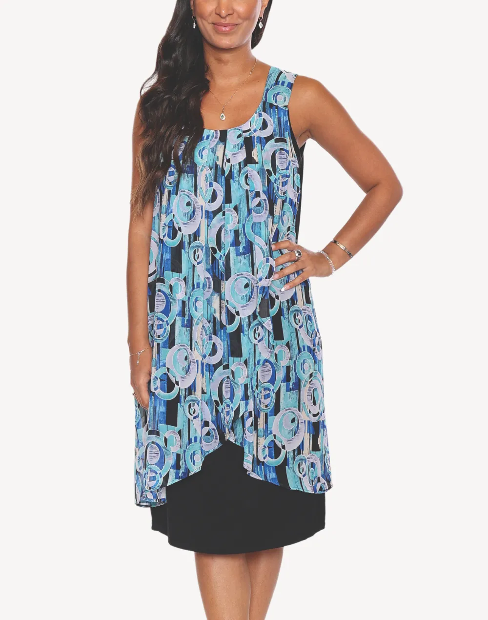 Abstract Layered Short Dress