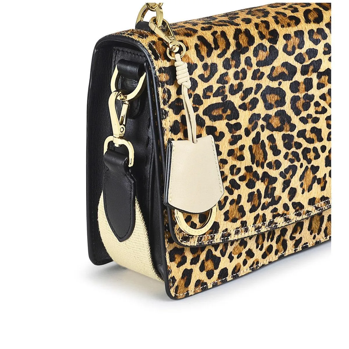 ADIE ROAD - FAUX LEOPARD - Small Flapover Cross Body