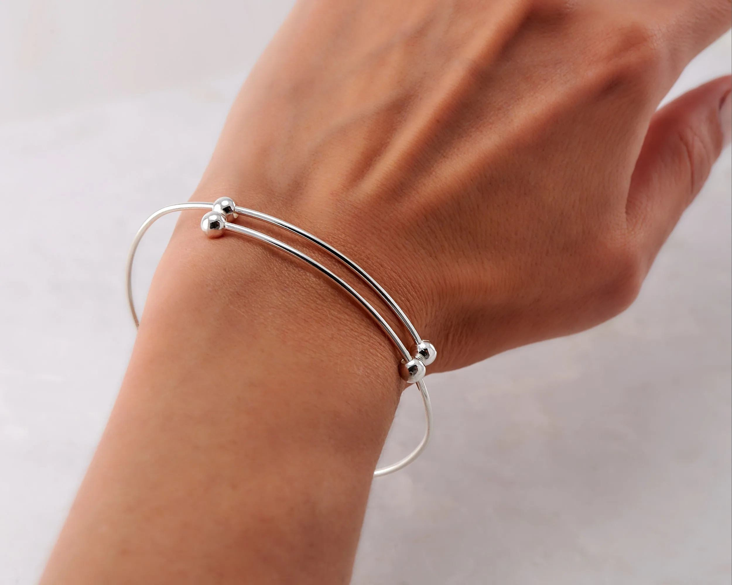 Adjustable Silver Bangle Bracelet